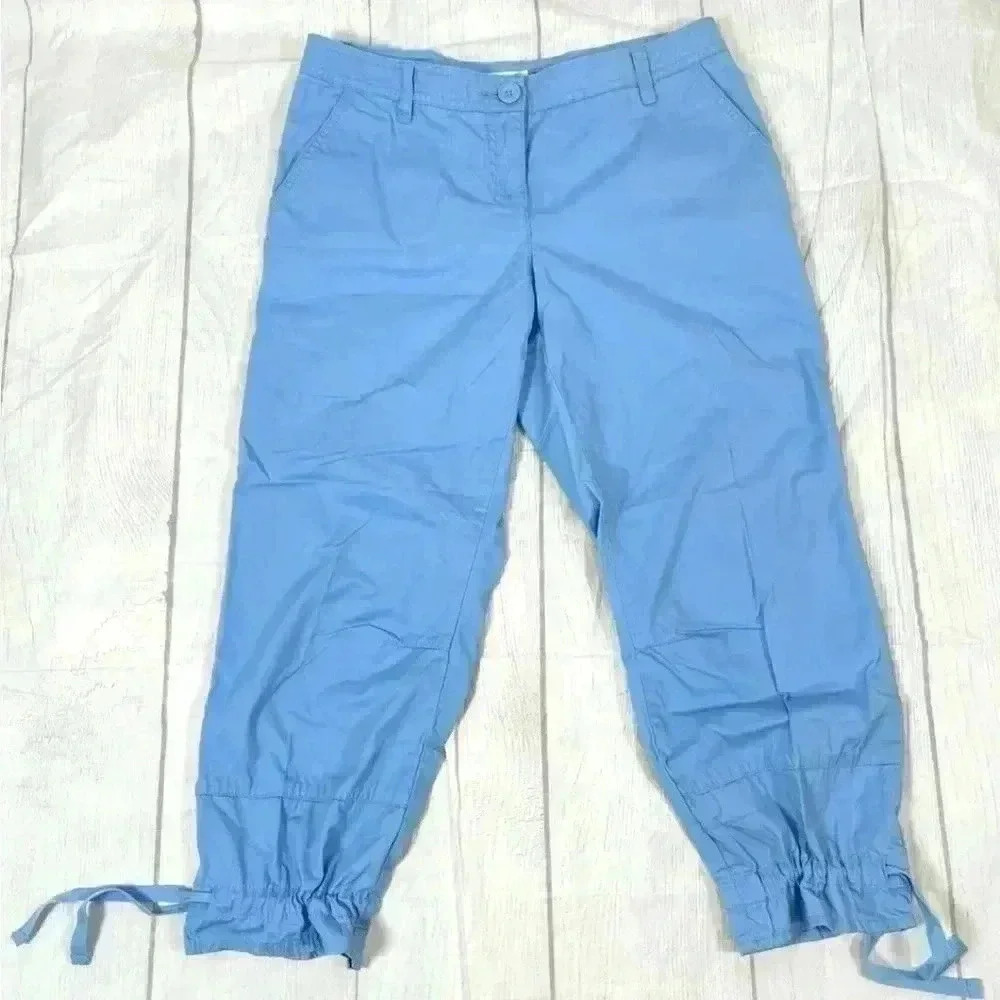 Liz Claiborne AUDRA Blue‎ 100% Cotton Capri Pants Woman’s Size 6 Cropped Classic